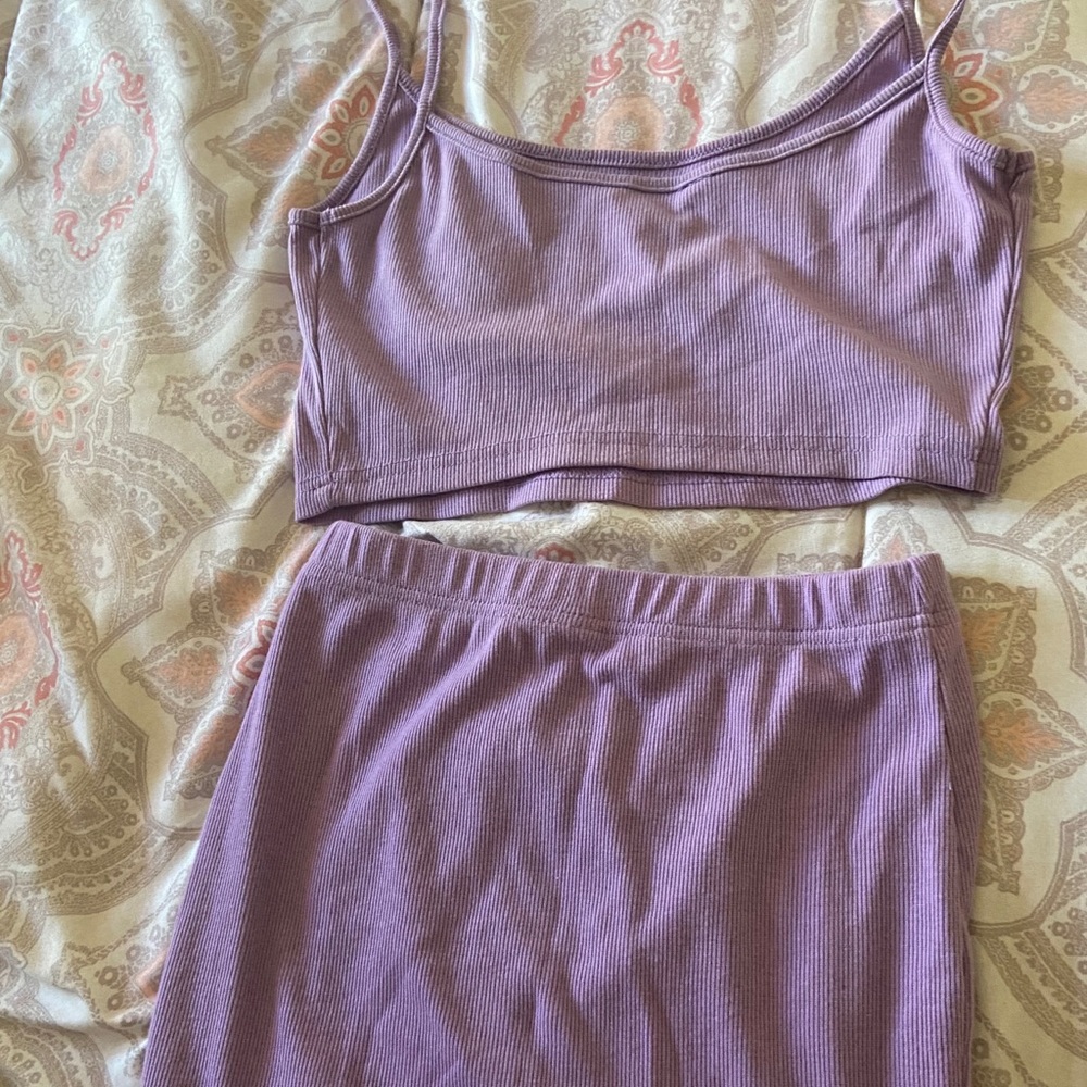 Purple Crop Top Set